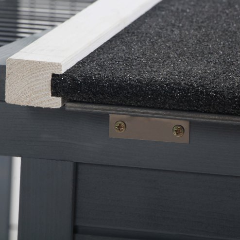 PawHut Rabbit Hutch Outdoor, Guinea Pig House, Bunny Run Cage with Openable Top for 1-2 Rabbits, 123 x 120 x 52cm, Grey