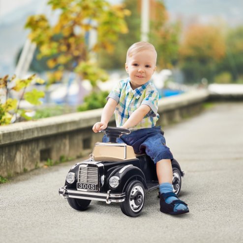 AIYAPLAY Ride on Sliding Car Foot to Floor for Kids, Mercedes-Benz 300S Licensed Ride on Toy with Anti-rollover Device, Under Seat Storage for 18-48 Months, Black
