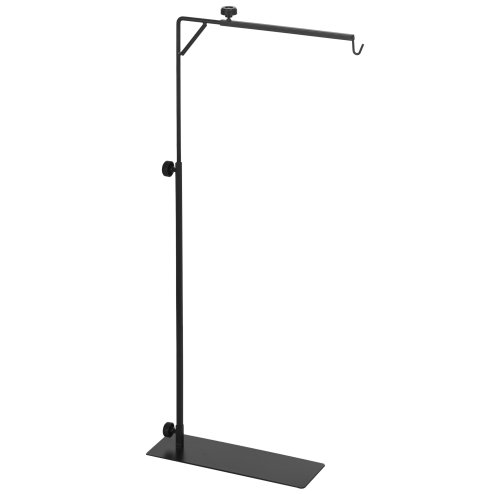 PawHut Reptile Lamp Stand, Adjustable Height and Width Heat Lamp for Reptile Amphibian Terrariums, Light Stand with Hook Hanging Steel Base, 86-129Hcm, 42-50Wcm - Black