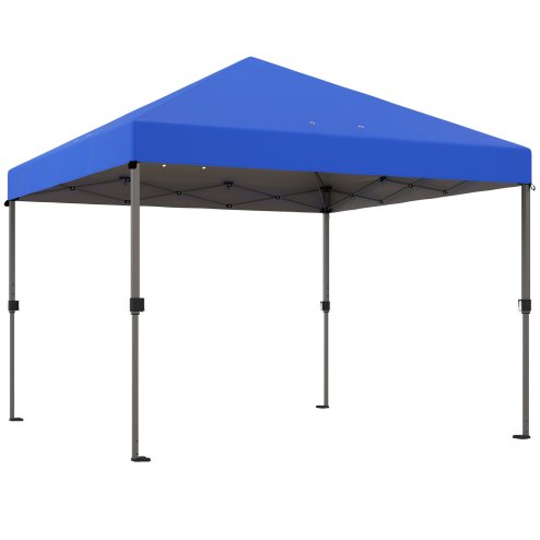 Outsunny 3 x 3(m) Pop Up Gazebo, 1 Person Easay Setup Marquee Party Tent with 1-Button Push, Adjustable Straight Legs, Wheeled Bag, Stakes, Ropes, Sandbags, Instant Shelter, Blue