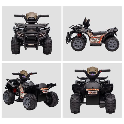HOMCOM 6V Kids Electric Ride on Car Toddlers Quad Bike All Terrain Vehicle Toy With Music for 18-36 months Black
