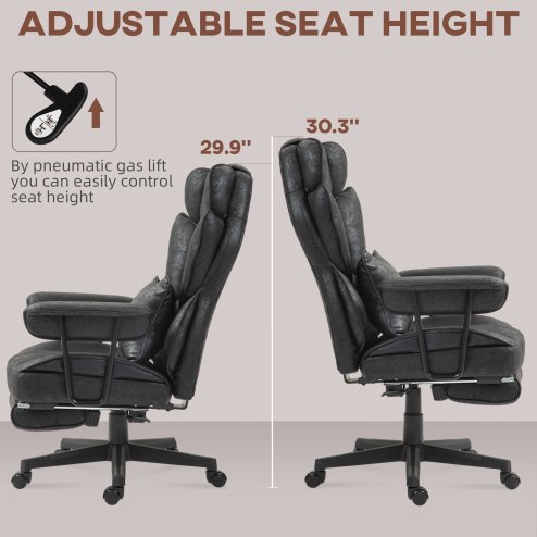 HOMCOM Massage Office Chair with 6 Point Massage and Heat, Desk Chair with Footrest, Reclining Backrest, Swivel Wheels, Adjustable Height, Black
