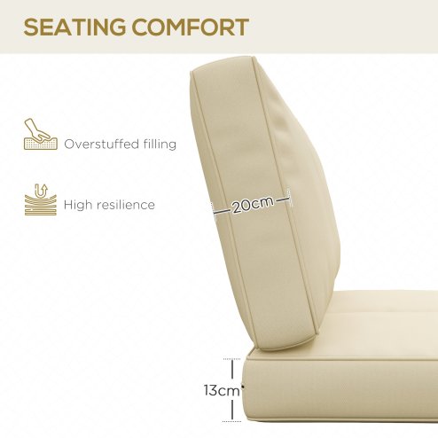 Outsunny 2 Seater Outdoor Seat Cushions, Backrest, Water Repellent Seat Pads for Dining Chair, Swing, Sofa, Beige