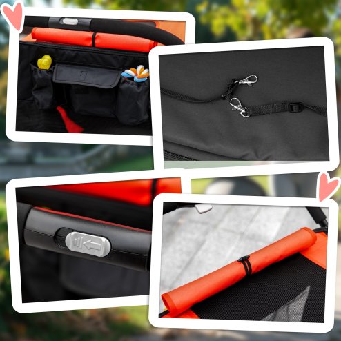PawHut Dog Stroller Pet Pram Dog Pushchair Buggy with Adjustable Canopy for Medium and Large Breeds, Red