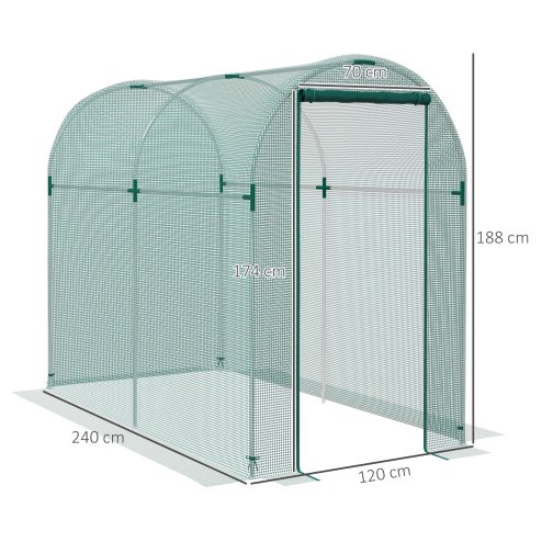 Outsunny Fruit Cage Bird Netting, Heavy Duty Fruit and Vegetable Protection Tent with Zipped Door, Anti Bird, Insects, Small Animals, 1.2 x 2.4 x 1.9m, Green