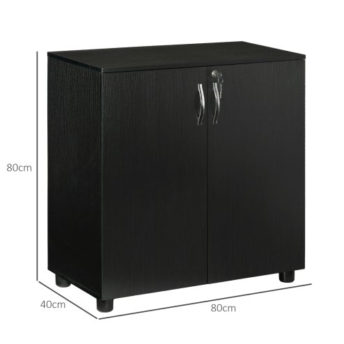 Vinsetto Filing Cabinet with Locking Doors & Shelves, 2-Tier Lockable Storage Cabinet with 2 Keys for Home Office, 80W x 40D x 80H cm, Black