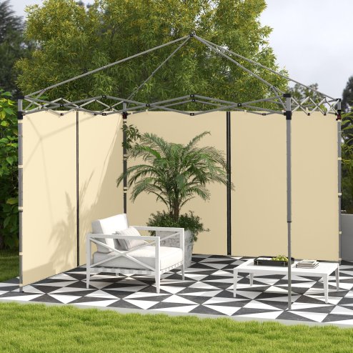 Outsunny Gazebo Side Panels with Zipped Doors, for 3x3 m or 3x6 m Pop Up Gazebo, 2 Pack Sides Replacement, Beige