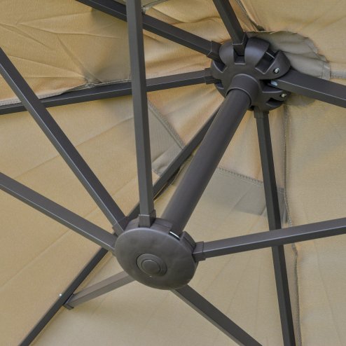 Outsunny 4.6m Garden Parasol Double-Sided Sun Umbrella Patio Market Shelter Canopy Shade Outdoor with Cross Base - Khaki