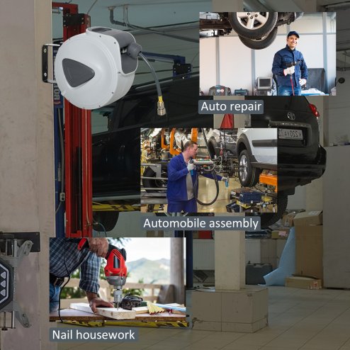 DURHAND Retractable Air Hose Reel 10m+ 90cm Hose Diameter 3/ 8