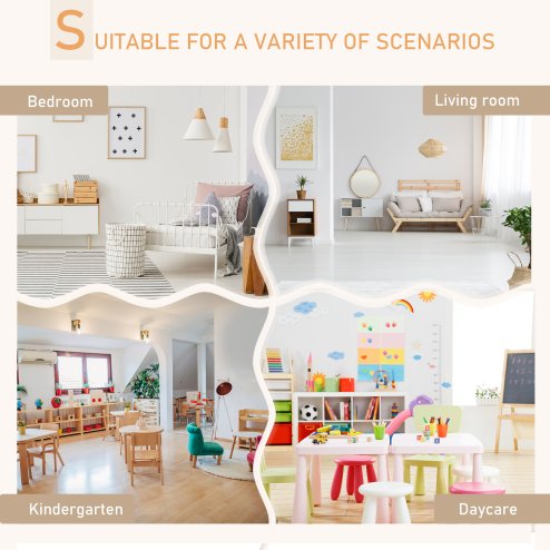 HOMCOM Kids Table and Chair Set, 3-Piece Childrens Table and Chair Set with 2 Bear-Shaped Chairs, for Playroom, Nursery, Living Room, White