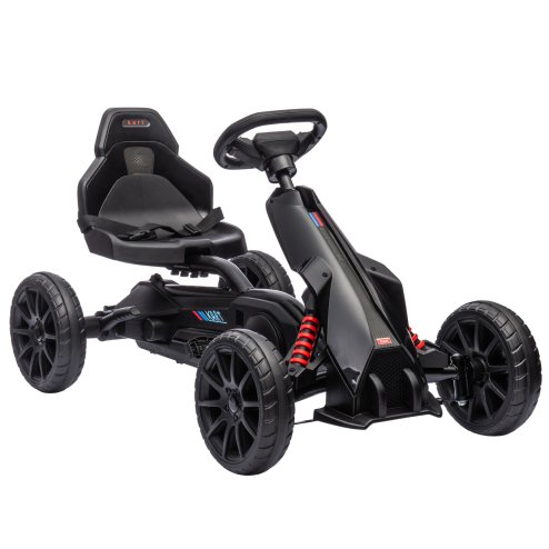 HOMCOM Children Pedal Go Kart, Kids Ride On Race with Adjustable Seat, Swing Axle, Shock Absorption EVA Tyres, Handbrake, for Ages 3-8 Years, Black Image