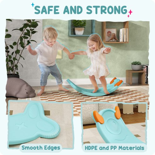 AIYAPLAY Balance Board Kids, Wobble Board Kids Seesaw Rock, Toddler Curved Balance Board for Balance Training & Sensory Play, Light Blue