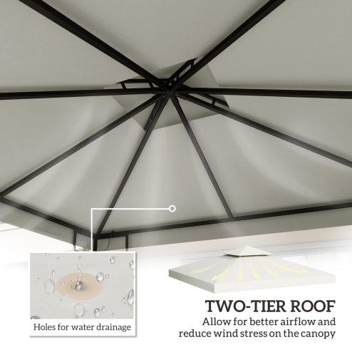 Outsunny 3 x 3(m) Gazebo Canopy Replacement Cover 2-Tier Roof Top Spare Part (TOP COVER ONLY)