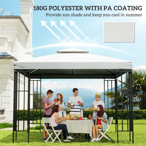 Outsunny 3 x 3(m) Gazebo Canopy Replacement Cover 2-Tier Roof Top Spare Part (TOP COVER ONLY)