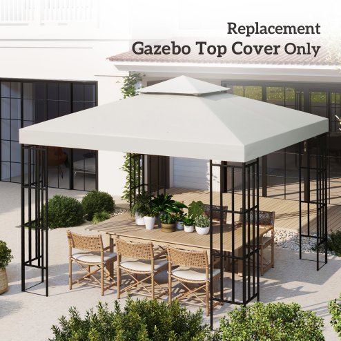 Outsunny 3 x 3(m) Gazebo Canopy Replacement Cover 2-Tier Roof Top Spare Part (TOP COVER ONLY)