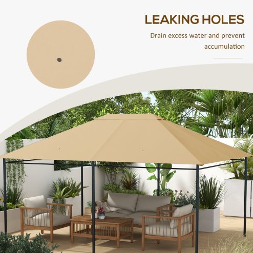 Outsunny 3 x 4m Gazebo Canopy Replacement Covers, Garden Gazebo Roof Replacement with Vents and Drain Holes, TOP COVER ONLY