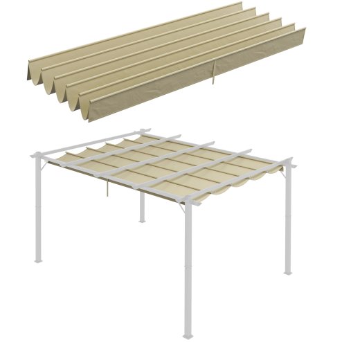 Outsunny Retractable Pergola Shade Cover, Replacement Canopy Fabric for 4 x 3 (m) Pergola, Gazebo Retractable Roof, Beige