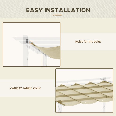 Outsunny Retractable Pergola Shade Cover, Replacement Canopy Fabric for 4 x 3 (m) Pergola, Gazebo Retractable Roof, Beige