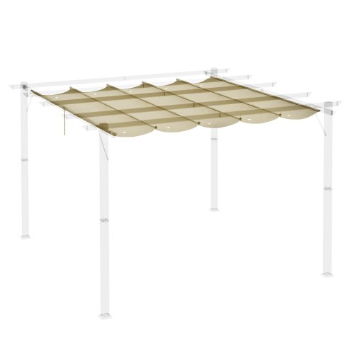Outsunny Retractable Pergola Shade Cover, Replacement Canopy Fabric for 4 x 3 (m) Pergola, Gazebo Retractable Roof, Beige