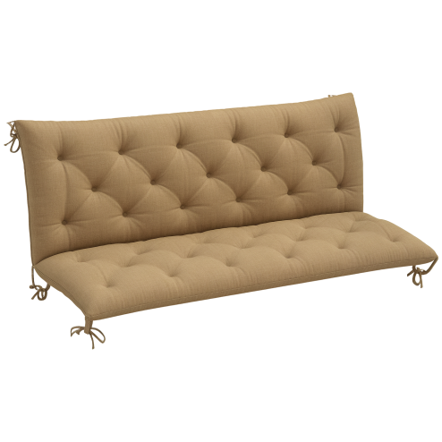 Outsunny 3 Seater Bench Pad, Garden Chair Cushion with Back and Ties for Indoor and Outdoor Use, 98 x 150 cm, Khaki