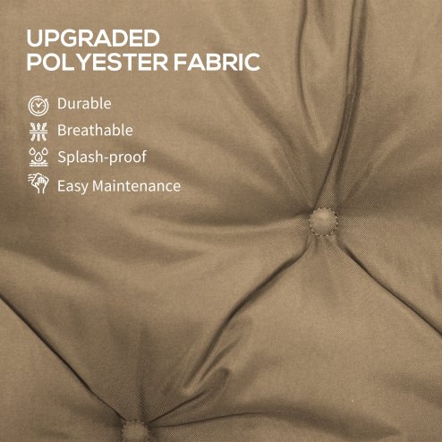 Outsunny 3 Seater Bench Pad, Garden Chair Cushion with Back and Ties for Indoor and Outdoor Use, 98 x 150 cm, Khaki