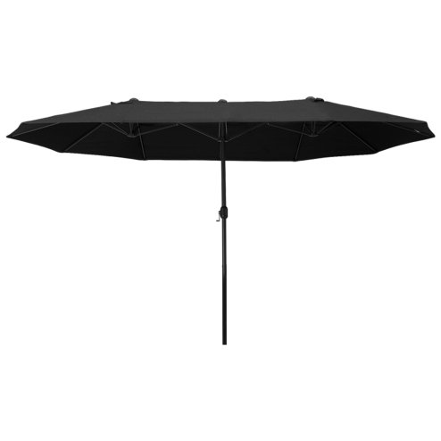 Outsunny 4.6m Garden Parasol Double-Sided Sun Umbrella Patio Market Canopy Shade Outdoor Black - NO BASE