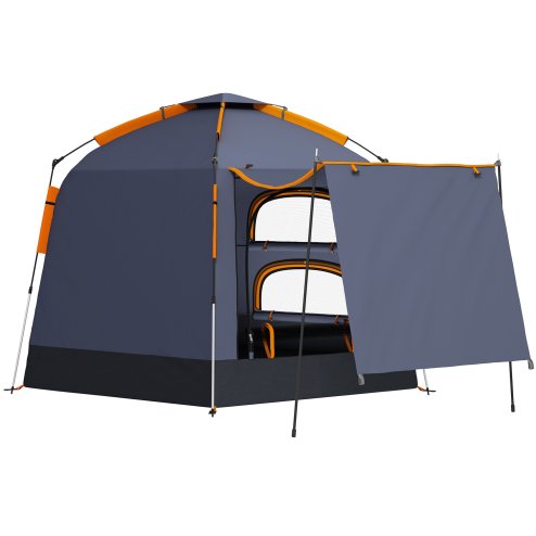 Outsunny Automatic Pop Up Camping Tent, Instant Setup 2-4 Man Tent with Mesh Windows, Waterproof & UV30+, Portable with Carry Bag for Fishing, Hiking, Backpacking, Dark Grey