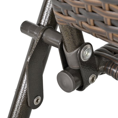 Outsunny Folding Garden Chairs Set of 2, PE Rattan Garden Dining Chairs with Armrests, High Back and Steel Frame, Weather Resistant Outdoor Dining Furniture for Patio, Balcony, Brown