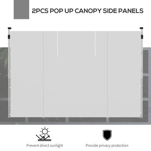 Outsunny Gazebo Side Panels with Windows and Doors, for 3x3(m) or 3x6m Pop Up Gazebo, 2 Pack Sides Replacement, White