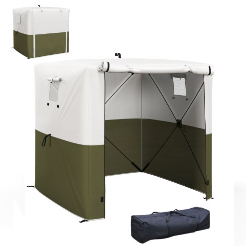 Outsunny Pop Up Gazebo with Sides, 2m x 2m Easy 1 Person Setup Party Tent with Carry Bag, Stakes, Ropes, Folding Multifunctional Instant Shelter, Green and White