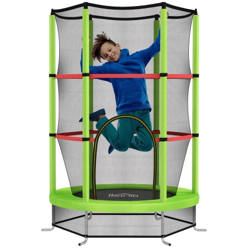 HOMCOM 4.6FT Kids Trampoline for Toddlers Outdoor Indoor w/ Enclosure Net, Steel Frame, for Ages 3-6 Years
