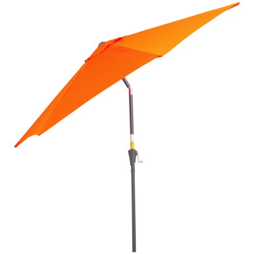 Outsunny 2.6M Garden Parasol Umbrella with Tilt and Crank, Outdoor Sun Parasol Sunshade Shelter with Aluminium Frame, Orange