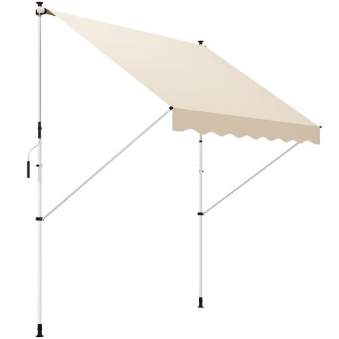 Outsunny Balcony 3 x 1.5m Manual Adjustable Awning, DIY Patio Clamp Awning Canopy, Retractable Shade Shelter Easy to Move for Balcony, Beige