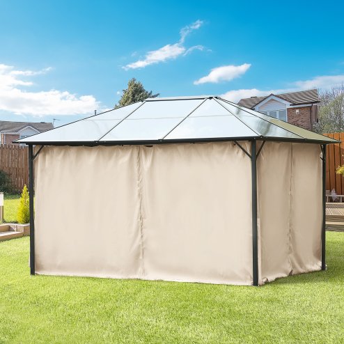 Outsunny 4 Pack Replacement Gazebo Curtains Privacy Panel for Most 3 x 4m Gazebo Canopy Pavillion Outdoor Shelter Sidewalls Accessories Beige Image