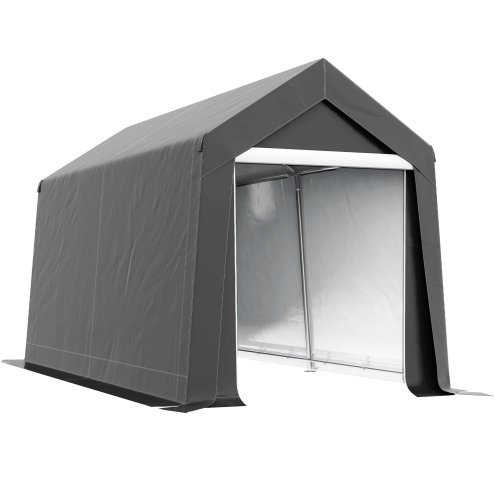 Outsunny 2.1 x 3.6 (m) Garden Storage Tent, Portable Shed with Heavy Duty Galvanised Steel Frame, Ventilation Window, Roll-up Zipper Door, for Bike, Motorbike, Garden Tools, Dark Grey
