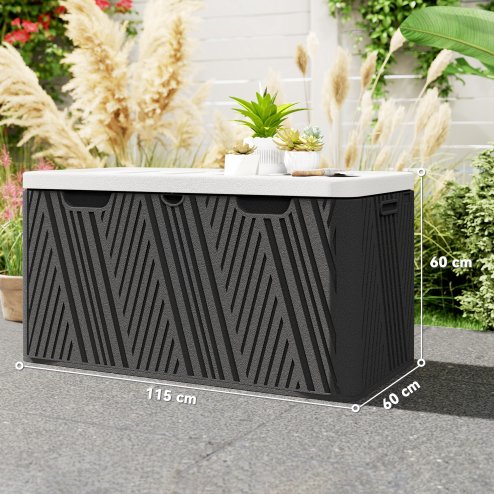Outsunny 380L Garden Storage Box Outdoor Storage Box Waterproof with Lockable Lid and Moulded Handles, Double-Layer HDPE Deck Box, 115 x 60 x 60 cm