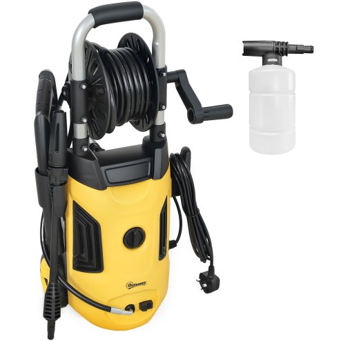 Outsunny 1800W High Pressure Washer, 150 Bar Pressure, 420 L/h Flow, Portable Power Washer Jet Wash Cleaner with Adjustable Nozzle, 6M Hose, Hose Reel, Steel Handle for Home Patio Car Driveway, Yellow
