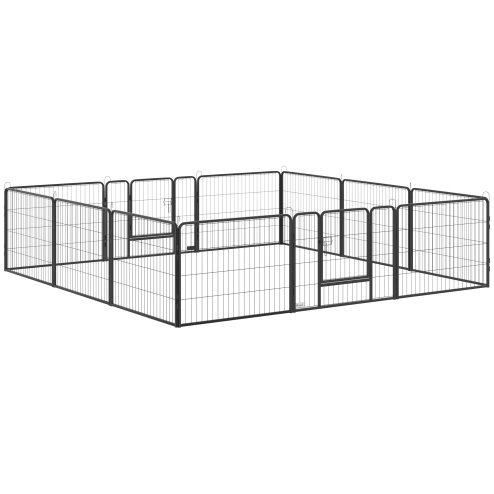 PawHut Dog Pen 12 Panels Puppy Pen Heavy Duty Pet Playpen for Indoor Outdoor for Dogs, Rabbits, Ducks 60cm High