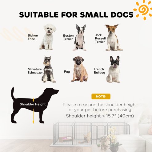 PawHut Dog Pen, 12 Panel Puppy Pen, Steel Dog Playpen, for Small Breeds, 60cm Tall, Black