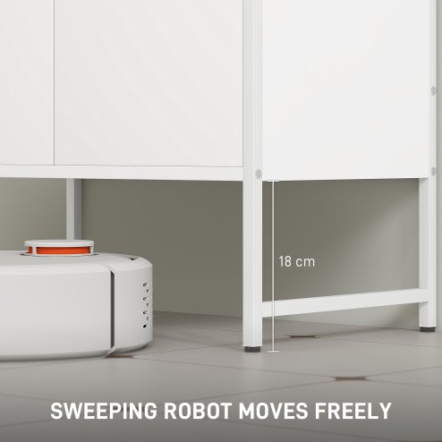 HOMCOM Under Sink Bathroom Cabinet, Freestanding Under Sink Cabinet with Soft-Close Doors and Adjustable Shelf for Basin without or with Pedestal