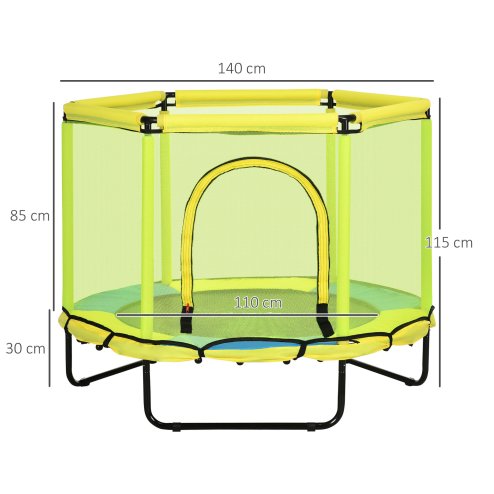 ZONEKIZ Kids Trampoline for Toddlers with Enclosure Safety Net, 4.6FT Hexageon Outdoor Indoor Jumper for Children 1-6 Years Old, Yellow