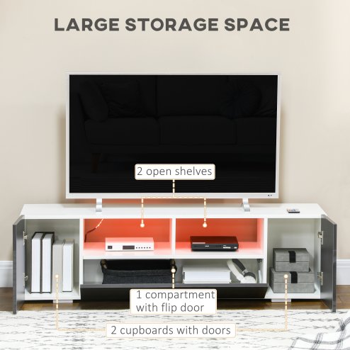 HOMCOM High Gloss TV Unit Cabinet for TVs up to 60