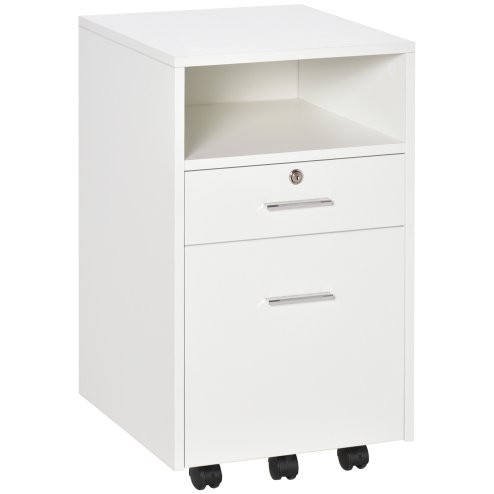 Vinsetto Mobile File Cabinet Lockable Storage Unit Cupboard for A4 Letter Home Filing Furniture for Office, Bedroom and Living Room, 39x40x65cm, White
