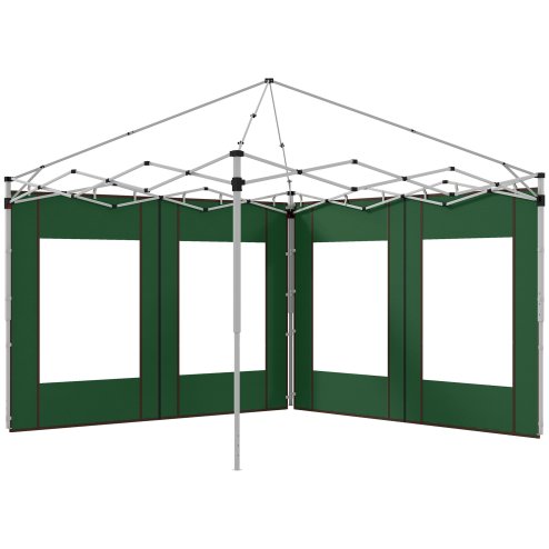 Outsunny Gazebo Side Panels with Zipped Doors and Windows, for 3x3(m) or 3x6m Pop Up Gazebo, 2 Pack Sides Replacement, Green