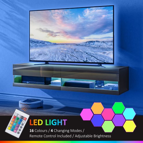 HOMCOM Floating TV Unit, Wall Mounted TV Cabinet for TVs up to 65