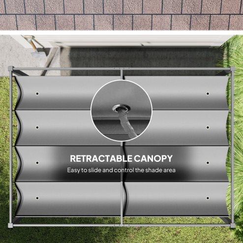 Outsunny 3 x 2m Metal Outdoor Pergola with Retractable Roof, Outdoor Gazebo Canopy Shelter with Drainage Holes for Garden, Patio, Lawn, Grey