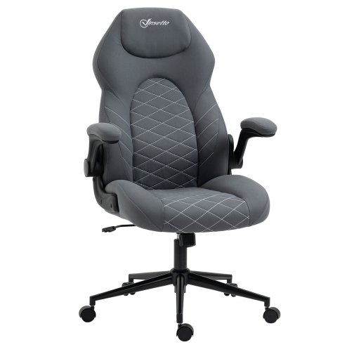 Vinsetto Gaming Chair, Office Desk Chair, Comfy Computer Chair with Adjustable Arms and Rolling Wheels for Home Work Study, Charcooal Grey Image