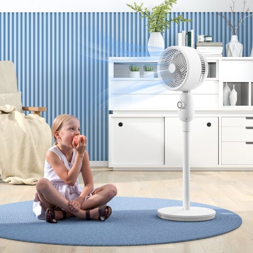 HOMCOM Pedestal Fan, Powerful Air Circulator, 12 Inch Floor Standing Fan with 3 Speed Settings, Oscillating Function for Bedroom, Home and Office, White