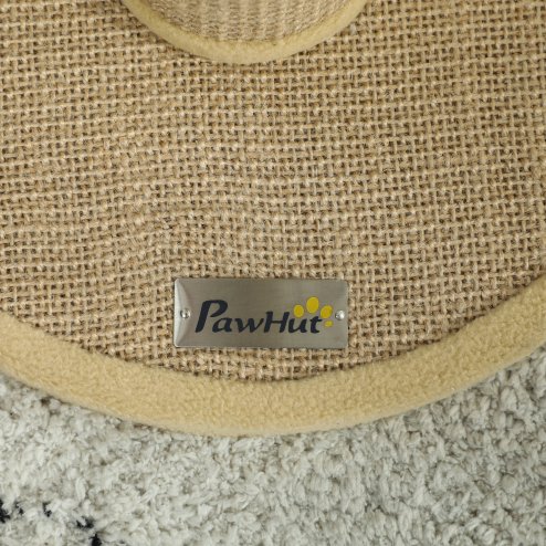 PawHut Cat Scratching Post for Indoor Cats, 47cm Tall Cat Scratcher with Jute Sisal Rope, Hessian fabric, Hanging Toy Ball, Feather, Kitty Climbing Tree with Anti-slip Base, Brown