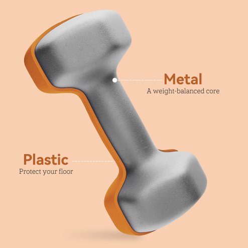 SPORTNOW Set of 2 Hex Dumbbells, Neoprene Weights Pair with Non-Slip Grip, Home Gym Fitness Training Equipment, 2 x 1.5kg, Orange